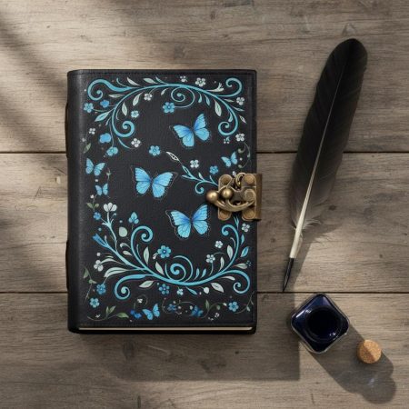 Blue Butterfly Floral Vintage Journal