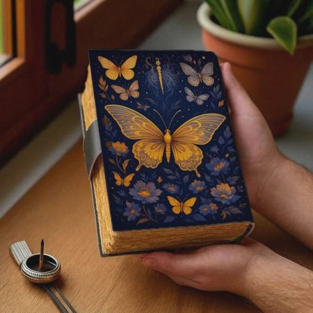 Golden Butterfly Floral Vintage Journal