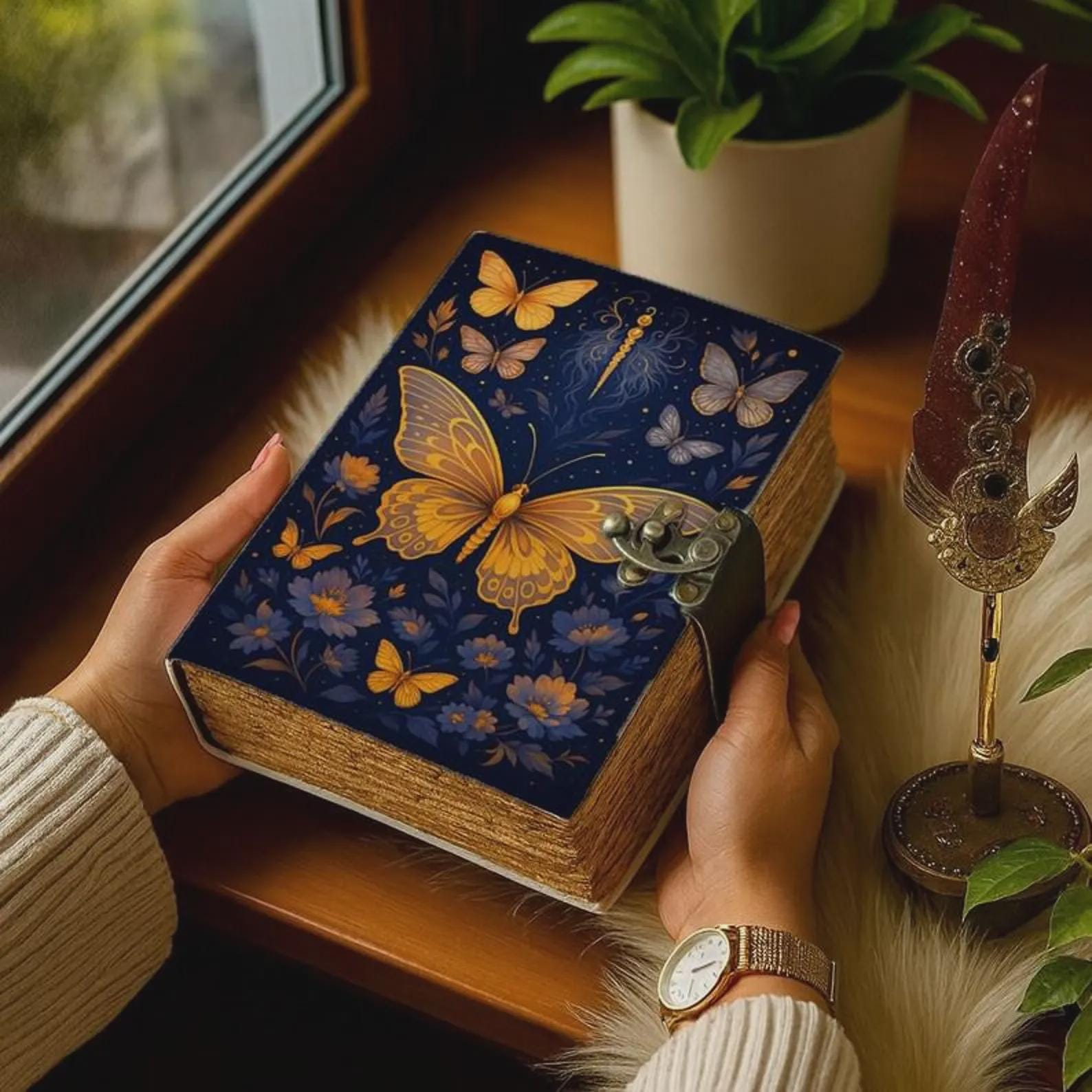 Golden Butterfly Floral Vintage Journal - Image 2
