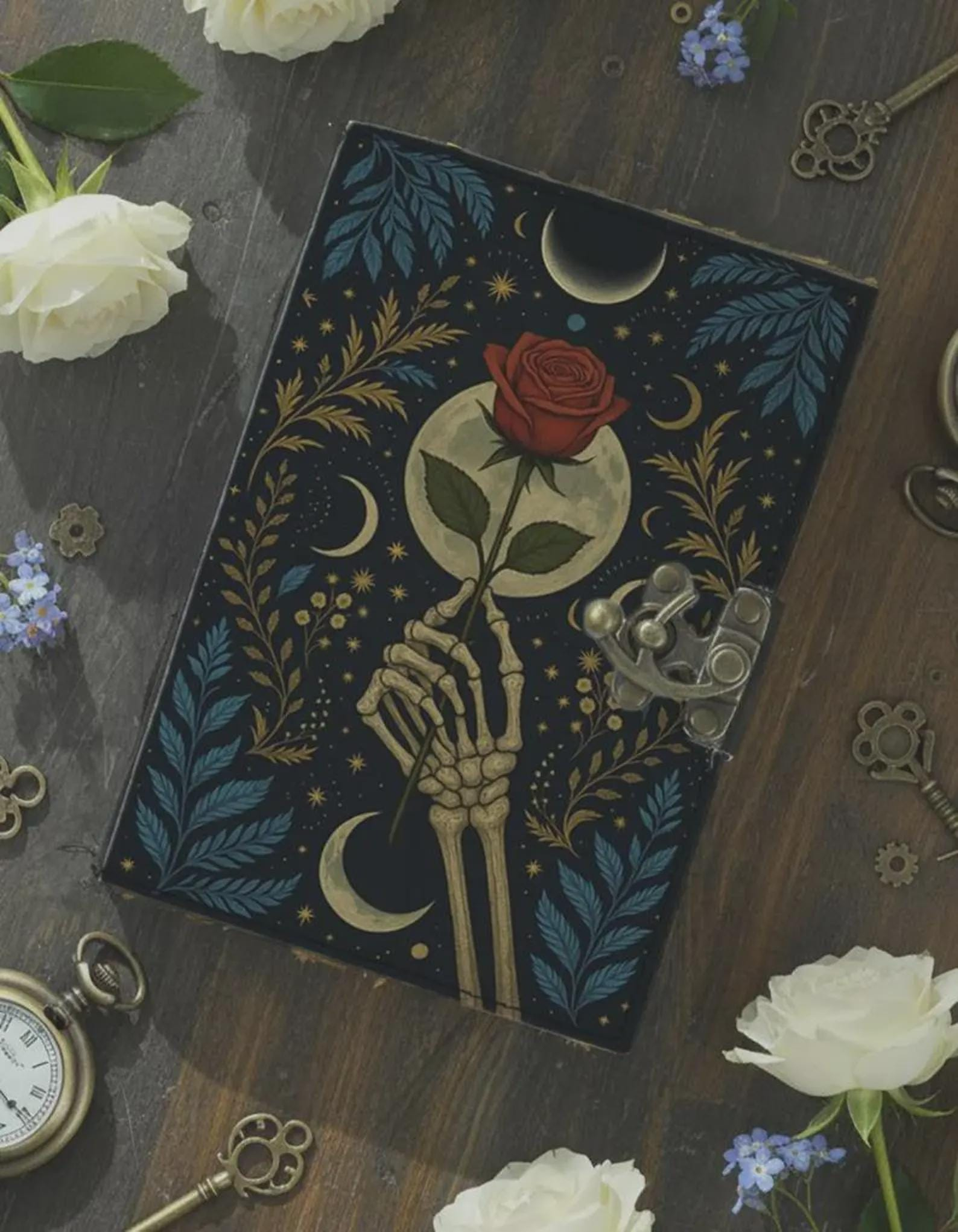 Skeleton Rose Moon Vintage Journal - Image 5