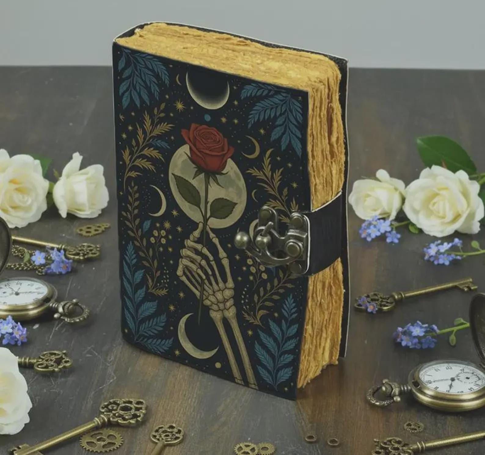Skeleton Rose Moon Vintage Journal - Image 2