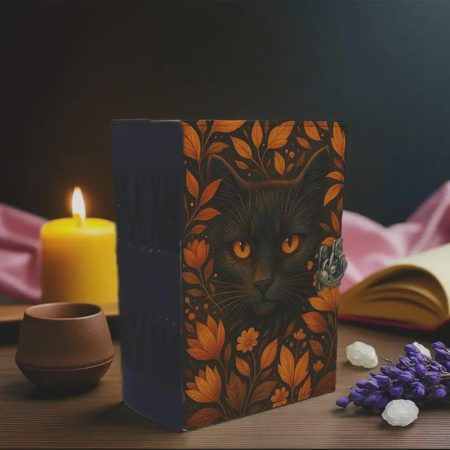 Black Cat Autumn Leaves Vintage Journal