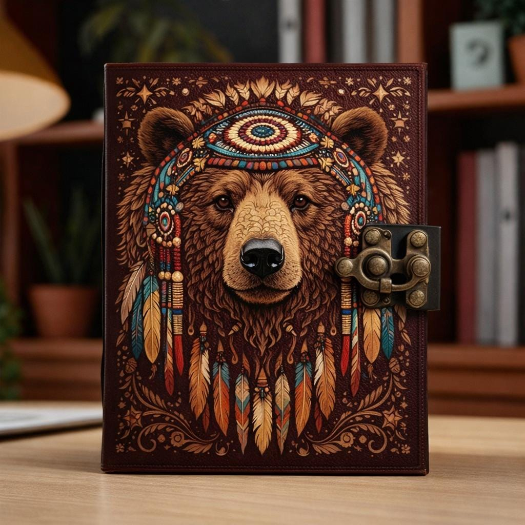Boho Bear Dreamcatcher Vintage Journal