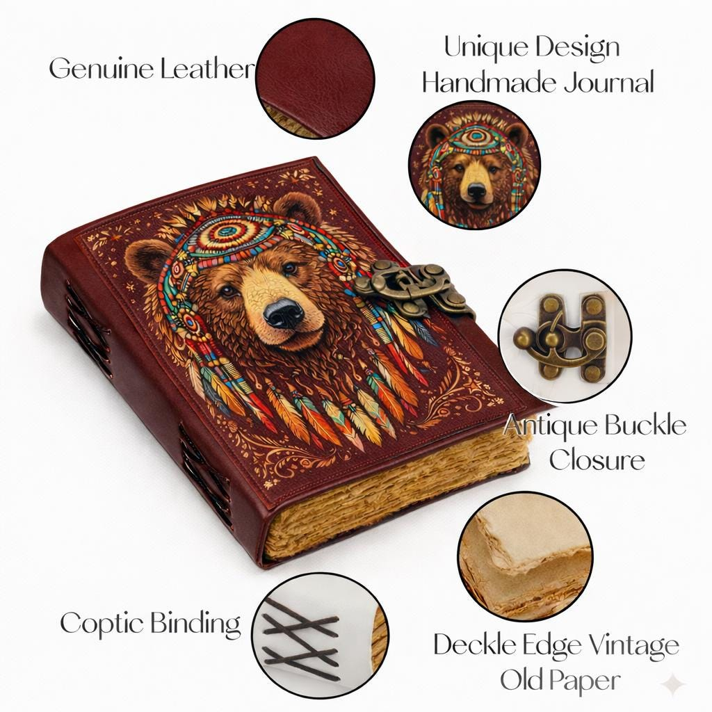 Boho Bear Dreamcatcher Vintage Journal - Image 4